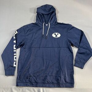Byu Cougars Football Team Hoodie Mens XL Navy Blue Fleece Lined Champion NCAA